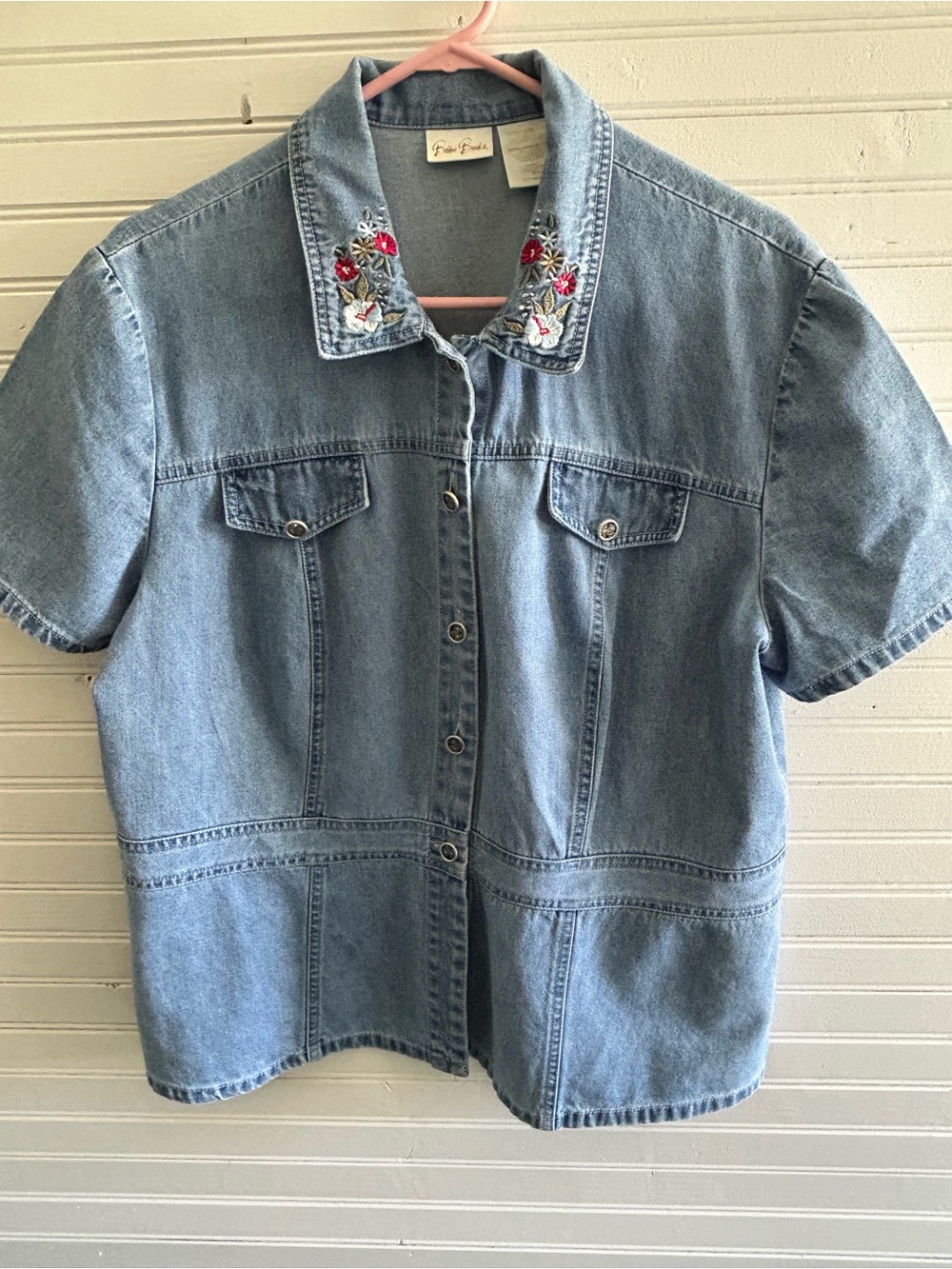 Vintage Bobbie Brooks Floral Embroidered Collar Shirt Jacket
